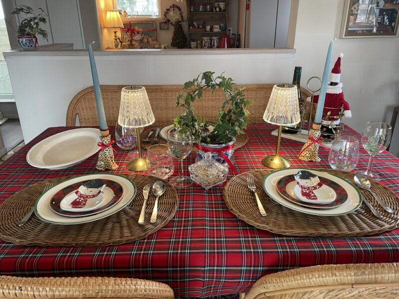 クリスマステーブルのトピアリー
